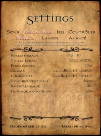 The menus in French